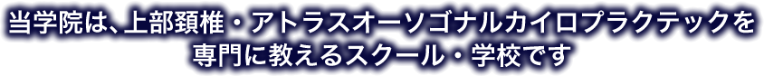 当学院は、上部頚椎・アトラスオーソゴナルカイロプラクテックを専門に教えるスクール・学校です
